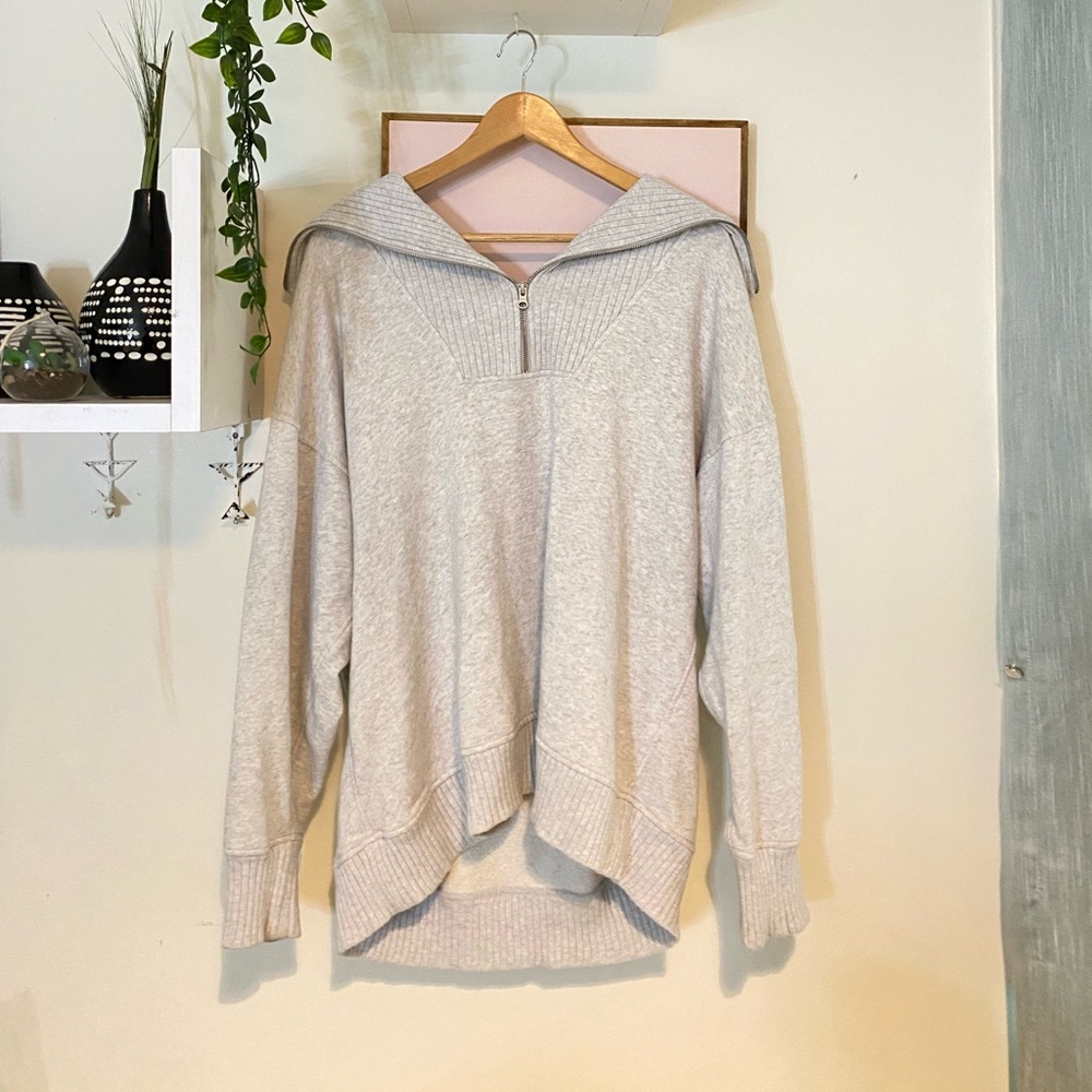 AERIE HEATHER GREY QUATER ZIP